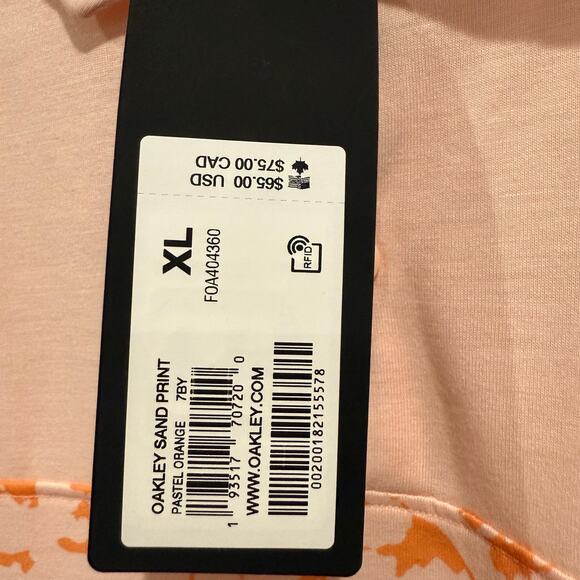 Oakley Men's XL Polo Shirt Pastel Orange Sand Print Hydrolix NWT Golf Top - Picture 6 of 6